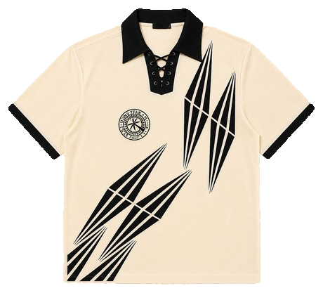 Cream and black graphic polo shirt